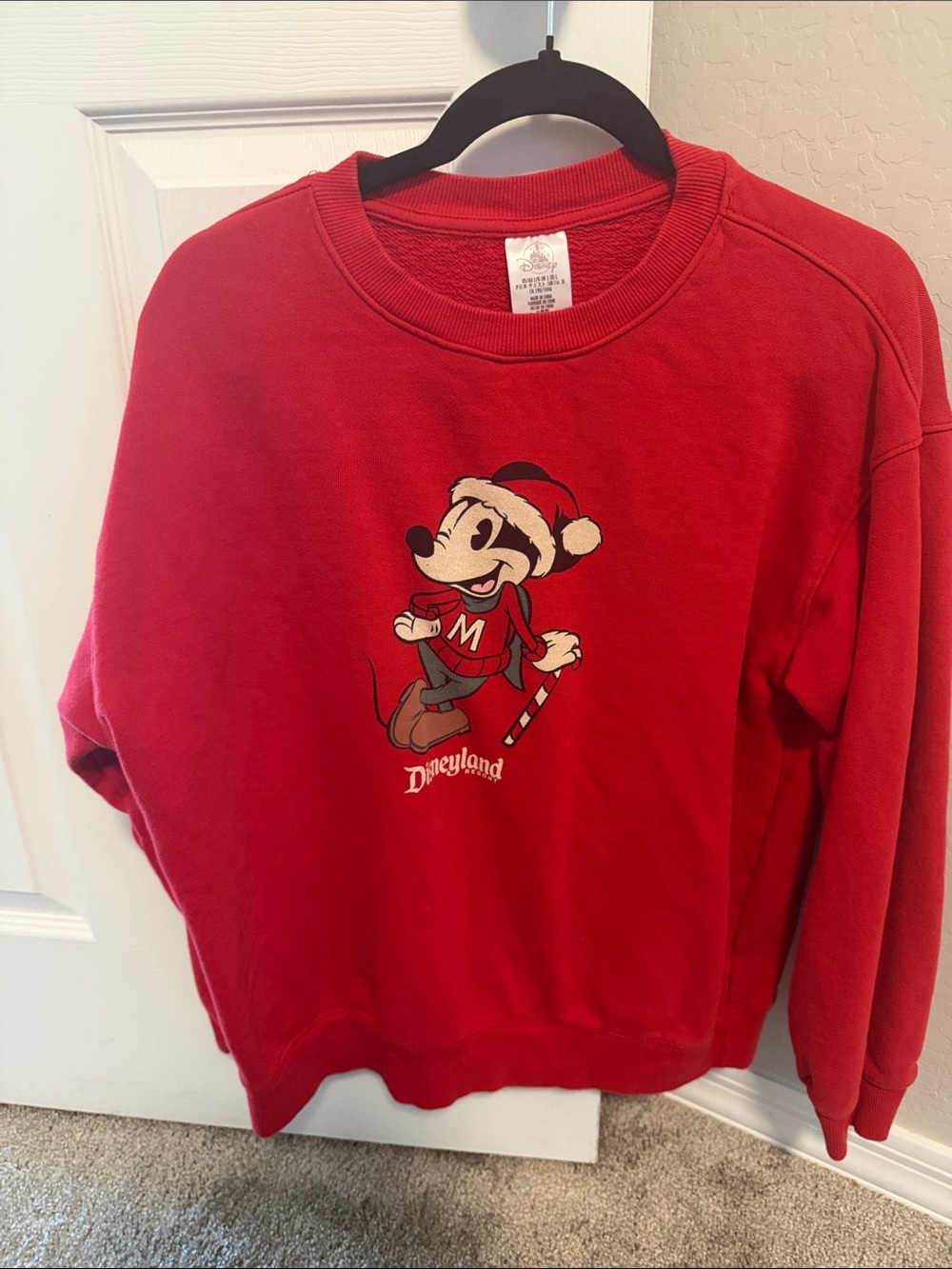 Disney Red Mickey Mouse Holiday Crewneck Sweatshirt Disneyland